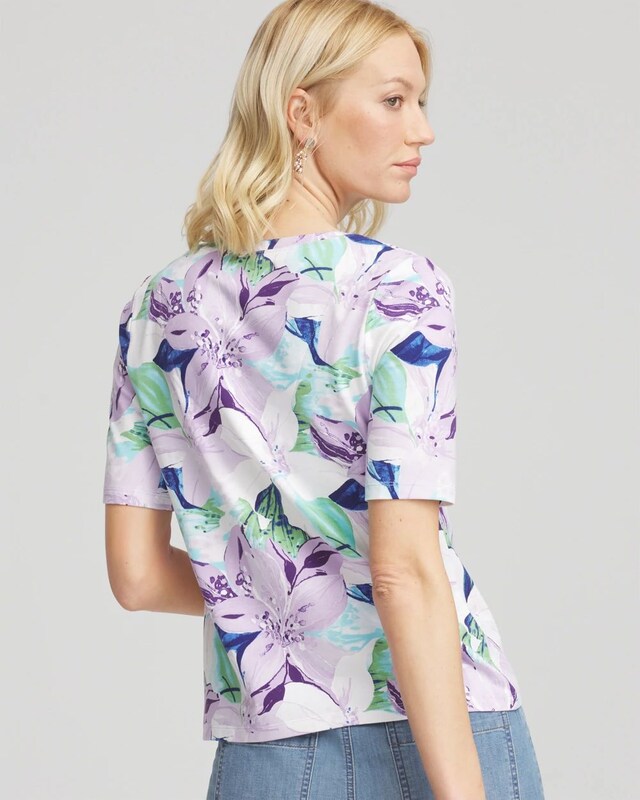 Lily Print V-Neck Perfect Tee - image 3